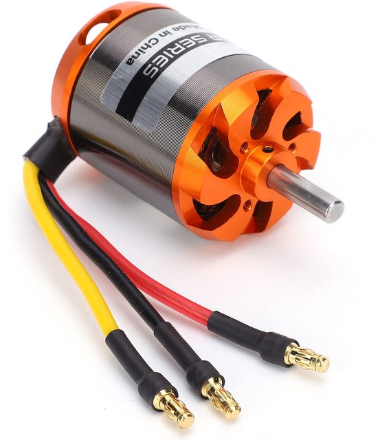 Jhubersproducts - RC Borstelloze Motor - Professionele Motorvervanging - Oranje + Zilver - 1100KV - Geschikt voor RC Vliegtuigen - Vaste Vleugels