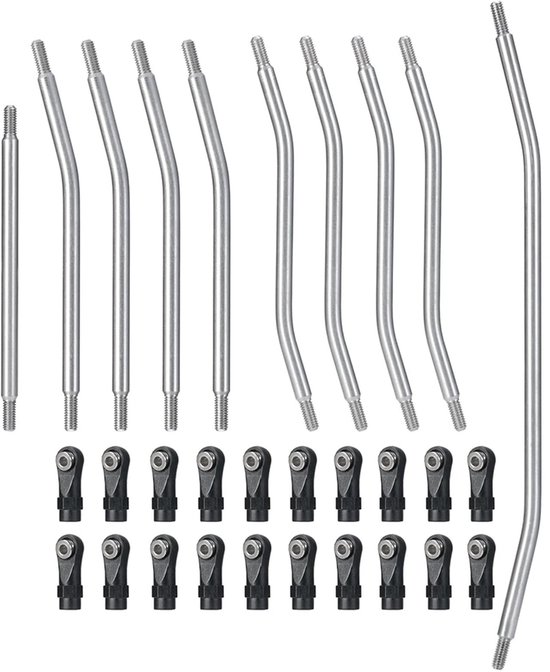SOUQONE - RC Auto Link Rod - 10 stuks voor Axial Wraith - Zwart en zilver - RC-accessoires - Geschikt voor 1/10 RC auto - 130 mm en...