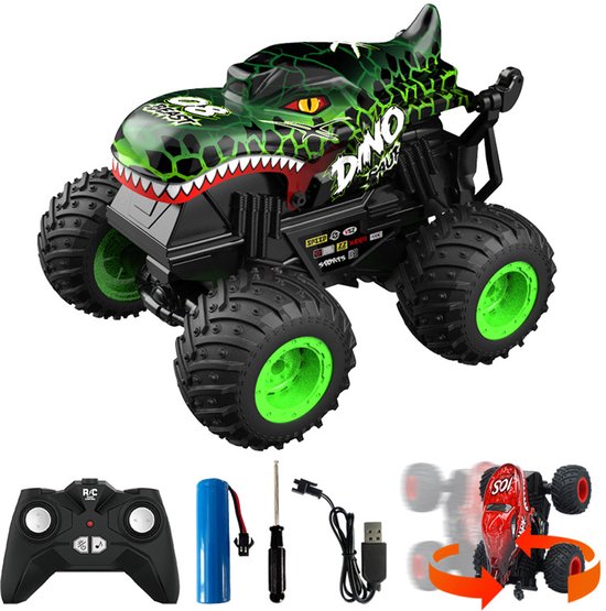 TEKROA® Bestuurbare Auto Kind - RC Stunt Auto 360° Draaibaar - 20 km/u - 1:20 - Met Licht en Geluid - 2.4GHz -groen