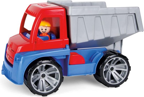 4410 Truxx, speelvoertuig, ca. 27 cm, speelset, speelfiguur, kippaster voor kinderen vanaf 2 jaar, kipper, rood-blauw