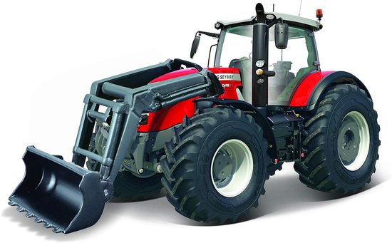 | Boerderijcollectie | Tractor met wrijving Massey Fergusson lader | Miniatuurauto reproductie in schaal 1:43 | rood | speelgoed voor kinderen om te verzamelen | B18-31633