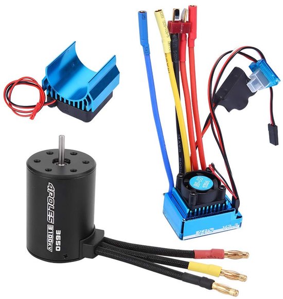 3650 Brushless Motor en ESC Set voor 1/10 RC Auto - 3100KV Motor met Koellichaam 120A