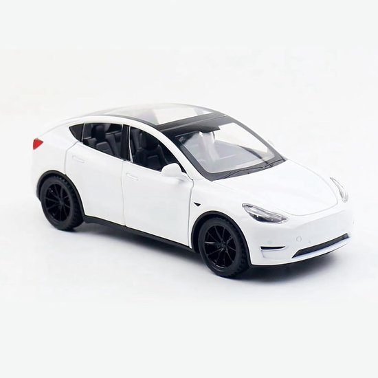 Model Y 1:32 modelauto, speelgoedauto met licht & muziek, terugtrekfunctie, legeringsdrukgieten, ideaal voor kinderen vanaf 3 jaar & verzamelaars (wit)