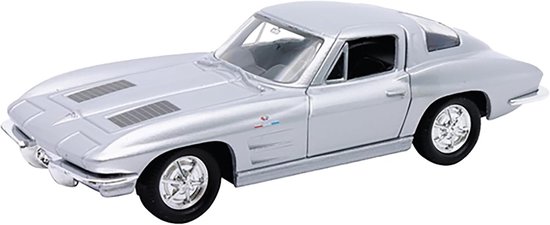Chevrolet Corvette 1963 modelauto van metaal, speelgoedauto, 4 varianten 94 (zilver-metallic)