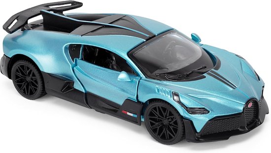 Bugatti Divo modelauto op schaal 1:43, French Racing Blue, hoogwaardig verzamelaarsmodel van gegoten materiaal, officieel gelicentieerd product