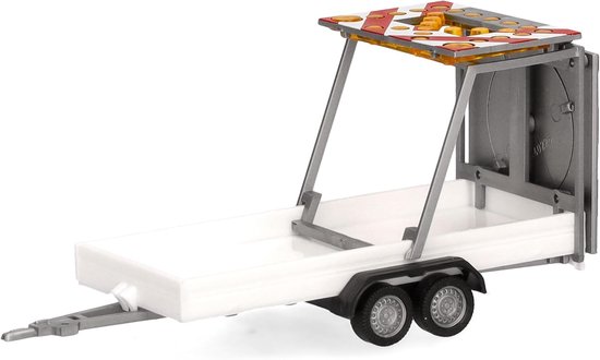 accessoire verkeersbeveiligingsaanhanger 2-assig, wit, op schaal 1:87, miniatuurmodel, kunststof