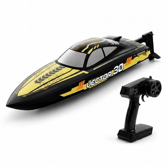 Mitovi® RC boot – Speedboot - Radiografisch Bestuurbare Racingboot 2.4GHz – Hoge Snelheid – voor Kinderen & Volwassenen – elektrische boot op afstandsbediening - Geel