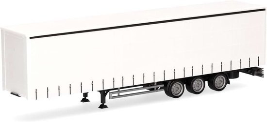 Vrachtwagen model Lowlinergordijnendekzeil, 3assen, chassis, miniatuur op schaal 1:87, verzamelstuk, Made in Germany, kunststof