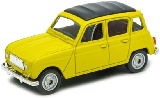 10 - Miniatuur auto compatibel met Renault 4L geel schaal 1:64 3 inch 7,5 cm Welly SUP63