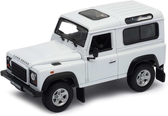 10 Welly modelauto in schaal 1:24, compatibel met Land Rover Defender, wit, 22498-WHITE