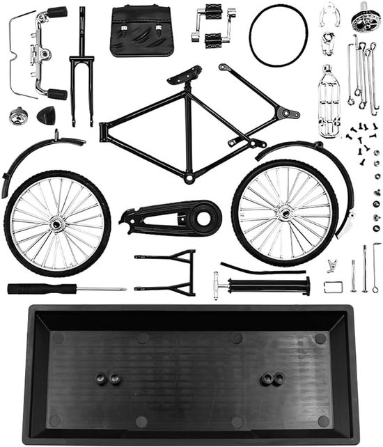 fietsmodel ornament voor volwassenen, simulatie mini-fietsmodel schaalset met inflator en koffer, creatieve ijzeren kunst tafelbladornament voor thuis