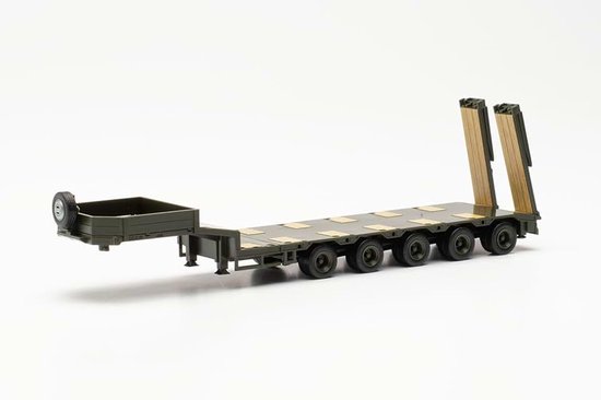 Goldhofer vrachtwagen model halflader met afgeschuinde achterkant en oprijplaten, 5a, miniatuur op schaal 1:87, verzamelstuk, Made in Germany, kunststof