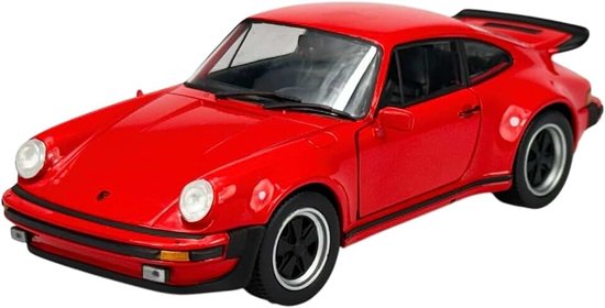 Model auto, compatibel met Porsche 911 Turbo 3.0, rood 1974, 1:24 1/24, metalen automodel De Cast in doos 24043