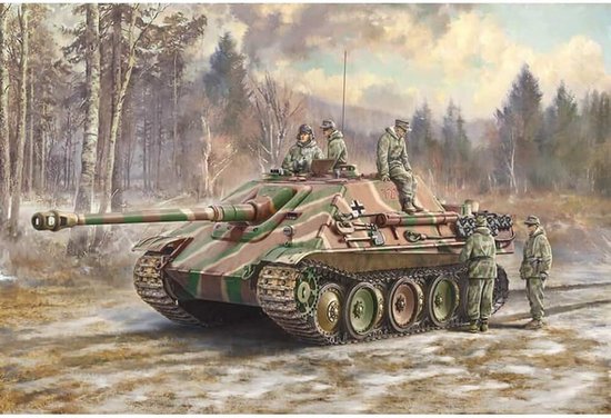 6564 510006564-1:35 Sd.Kfz.173 jachtpanther+Winter Crew, modelbouw, bouwpakket, standmodelbouw, knutselen, hobby, lijmen, plastic bouwpakket, ongelakt