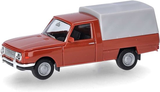 Modelauto Wartburg 353 Trans ‘66 met zeil, bruin, miniatuur op schaal 1:87, verzamelobject, Made in Germany, kunststof model