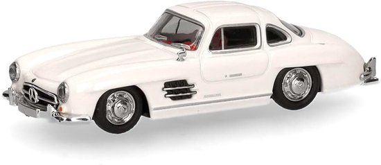Modelauto Mercedes-Benz 300 SL vleugeldeur, wit, miniatuur schaal 1:87, verzamelobject, Made in Germany, kunststof model