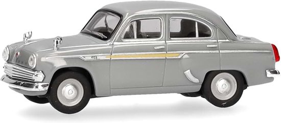 Herpa Model Auto Moskvich 403, miniatuur op schaal 1:87, verzamelstuk, Made in Germany, kunststof, grijs