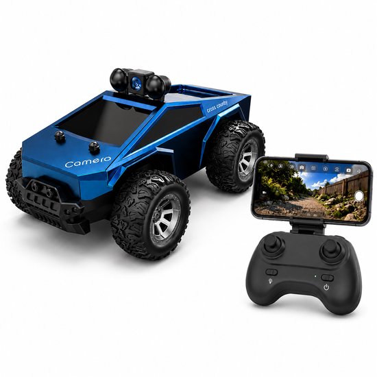 North Collective RC Auto met Camera - Bestuurbare Auto met Camera - Pick up Auto Bestuurbaar met Camera - Vanaf 8 Jaar - 30 Minuten Rij tijd - Blauw