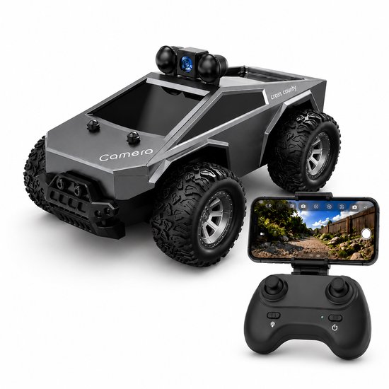 North Collective RC Auto met Camera - Bestuurbare Auto met Camera - Pick up Auto Bestuurbaar met Camera - Vanaf 8 Jaar - 30 Minuten Rij tijd - Grijs