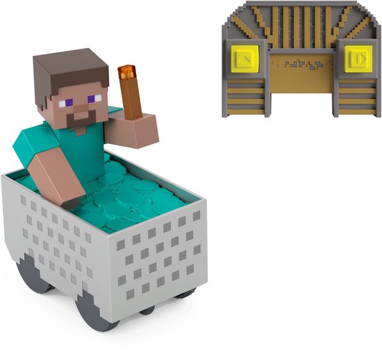 Minecraft Mijnwagen RC en Steve - wheeliestunt en turboboost