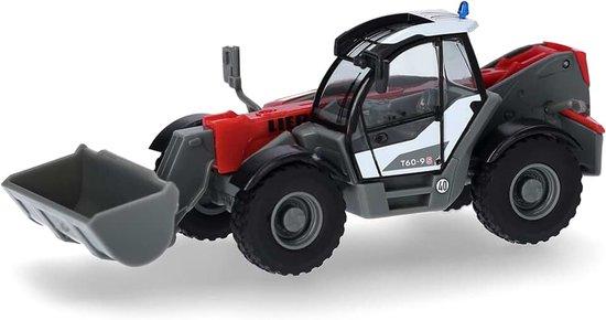 Vrachtwagen model Liebherr telescooplader T60-9S "Feuerwehr", schaal 1:87, voor diorama, modelbouw, verzamelobject, Made in Germany, kunststof