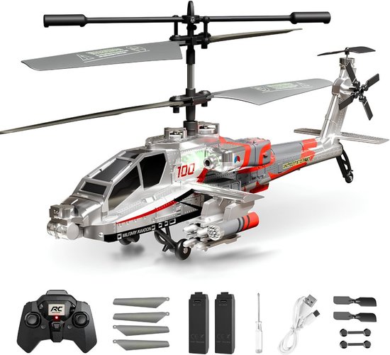 NIVA® Rc Helicopter - Bestuurbare Helikopter - Rc Helicopter voor Buiten - Zilver - 28cm x 10cm x 12cm