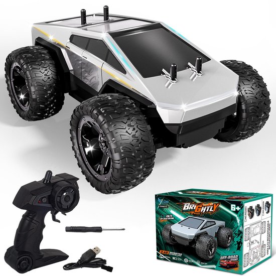Cyber RC Monstertruck 1:18 – Bestuurbare Auto – 20 km/u – LED Verlichting – 2 Accu’s – Vanaf 6 Jaar