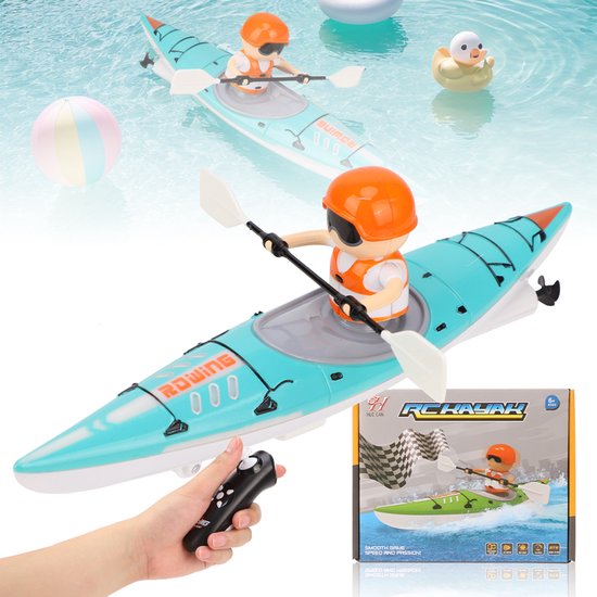 RC Kajak Boot - Afstandsbediening Kinderboot - Water Speelgoed - 2,4 GHz - LED - 2 Modi - Inclusief Batterijen & Propellers - Realistische Roeibeweging - Voor Kinderen en Volwassenen - Groen