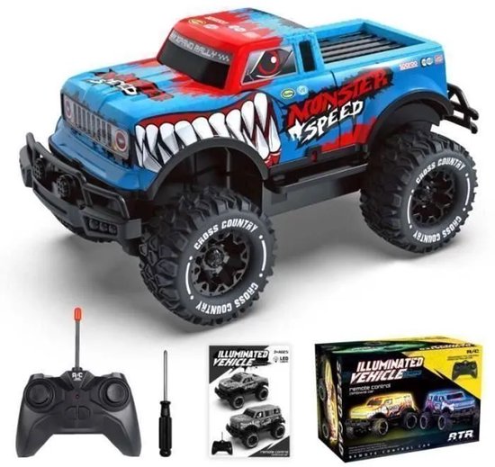Sogiol® Bestuurbare Auto - Monster Truck - 2.4GHz - RC Auto Off-Road met LED Verlichting - Bestuurbare Auto voor Kinderen (3 tot 10 Jaar)