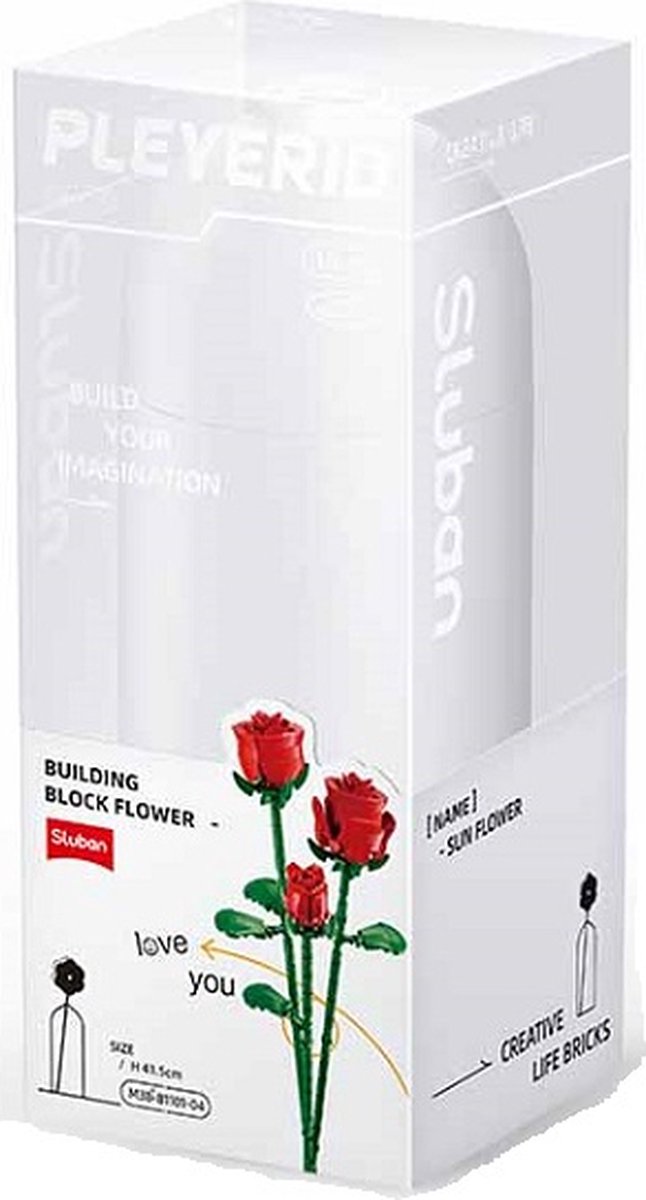 Sluban - bloemen incl. vaas | Flowers bloemenpracht collection | Classic Creator STEM speelgoed bloemen bouwpakket | modelbouw voor volwassenen en kinderen | (compatibel met Mould King of lego stenen)