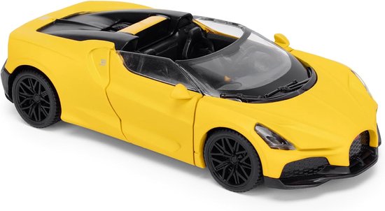 Bugatti Mistral Roadster modelauto op schaal 1:43 – Sunbeam Yellow | elegant gegoten verzamelmodel | officieel gelicentieerd product