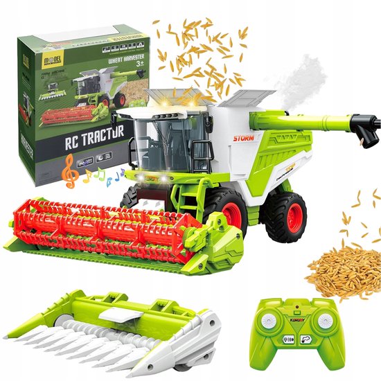 RC Combine Harvester - Landbouwvoertuigen - Speelgoed Oogstmachine - Afstandsbediening - 2,4G - met Licht & Geluid & Sproeier - Oogstsimulatie - 2 Accu's - Voor Kinderen 3-12 Jaar - Jongens en Meisjes