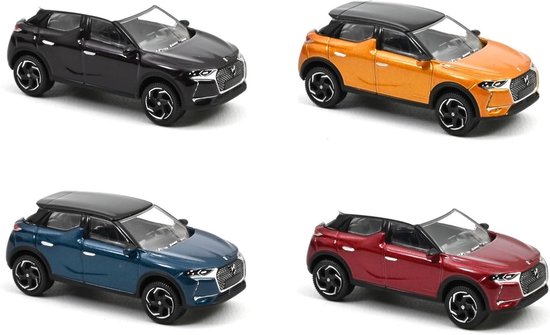 10 - Set van 4 miniatuurauto's, compatibel met Citroën DS3 Crossback schaal 1:64 3 inch 7,5 cm Norev - 019712