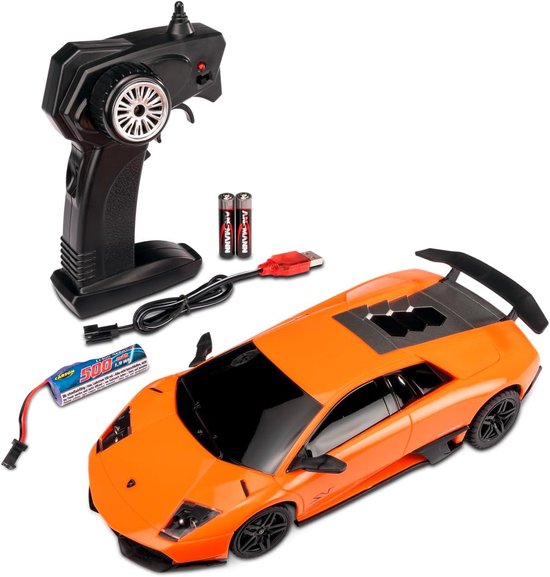 Rc drift car - Zwart - 1:24 - Op Afstand Bestuurbare Auto met LED-Verlichting - Voor Kinderen en Verzamelaars