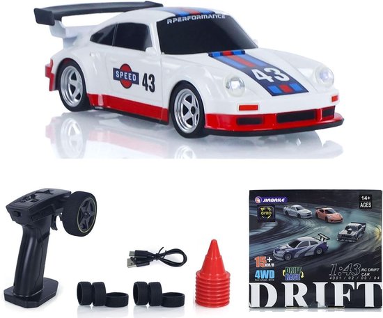 Rc drift car - Zwart - 1:43 - 4WD Mini RC Driftwagen met Gyroscoop - Voor Beginners en Kinderen