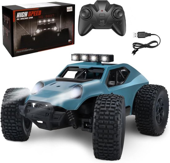 Rc drift car - Zwart - 1:20 Schaal - Elektrische Offroad Auto met 2 Batterijen en Led-koplamp - Voor Kinderen