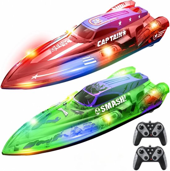Rc drift car - Rood-Wit-Blauw - 32,5 cm - RC Raceboot met LED-verlichting - Voor Kinderen 8-12 Jaar