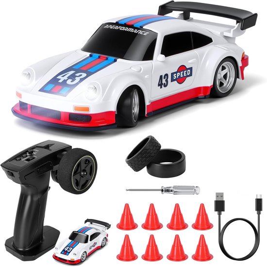 Rc drift car - Mini - Glanzend PVC - 4WD met LED Verlichting - Voor kinderen vanaf 14 jaar