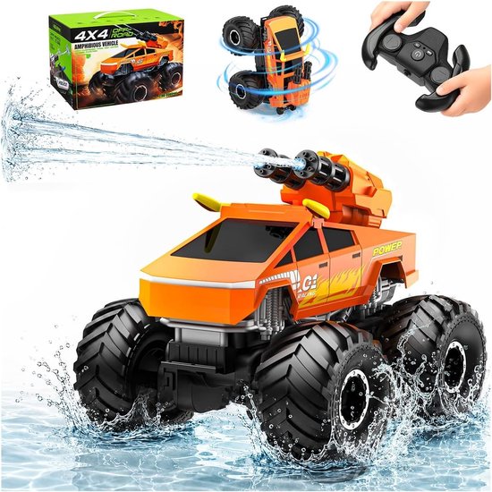 Rc drift car - Rood-blauw - Amfibievoertuig met 360° rotatie en ledlicht - Duurzaam ABS-speelgoed voor kinderen