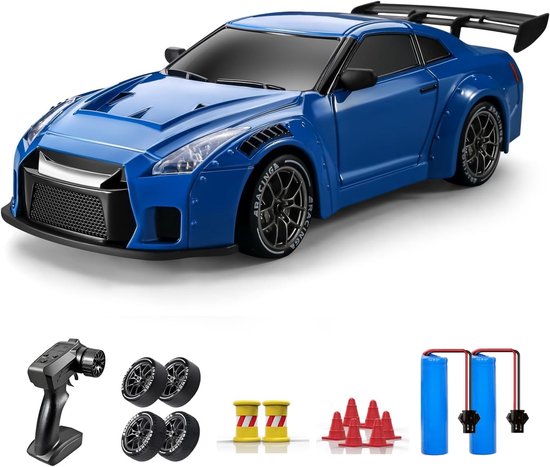 Rc drift car - Zwart - 1:24 - 4WD Terreinvoertuig met LED Verlichting - Voor Kinderen en Volwassenen