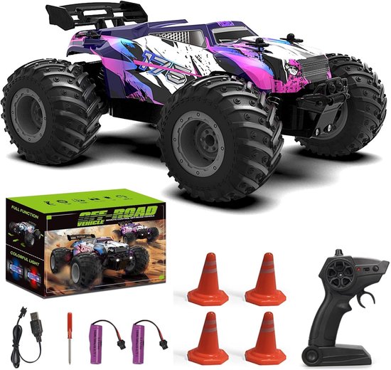 Rc drift car - Paars - 1:18 schaal - Offroad RC auto met LED-verlichting - Voor kinderen en volwassenen