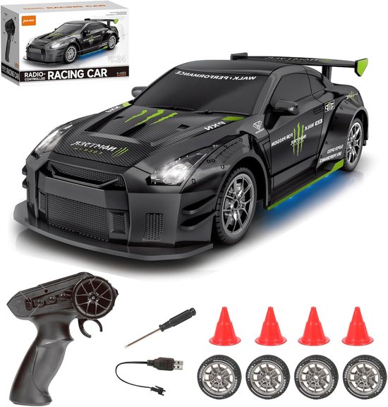 Rc drift car - Zwart - 20 x 10 x 6,3 cm - ABS Kunststof - Afstandsbediening Speelauto voor Kinderen