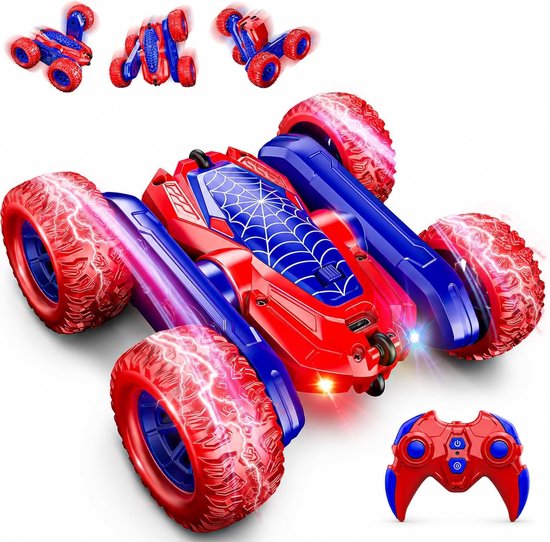 Rc drift car - Rood - 4WD Offroad Monstertruck - Afstandsbediening met 360° Salto - Voor Kinderen