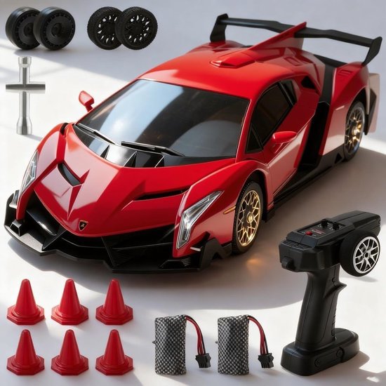 Rc drift car - Zwart - 1:18 - 4WD RC Auto met LED-verlichting - Voor Kinderen vanaf 6 Jaar