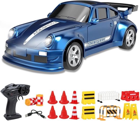 Rc drift car - Zwart - 7,8 x 2,5 x 3,5 cm - Kunststof Miniatuur 4WD Raceauto - Voor Kinderen en Beginners