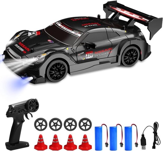 Rc drift car - Zwart - 1:24 - 4WD ABS Kunststof - Afstandsbedienbare Mini Raceauto voor Kinderen