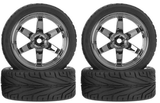 SolidKeus - 4 Stuks 1:10 RC Banden en Plastic Velgen voor Racing Auto