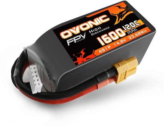 Solidchoice - 4S Lipo Batterij 1600mAh 14.8V met XT60 Plug voor RC Vliegtuig en Quadcopter
