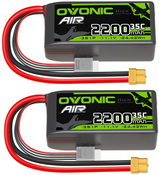 Solidchoice - 3S Lipo Batterij 2200mAh 11.1V met XT60 Connector voor RC Vliegtuig en Auto