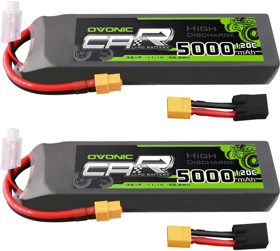 Solidchoice - 3S Lipo Batterij 5200mAh 11.1V 120C met TRA Plug voor RC Voertuigen en Vliegtuigen (Pack van 2)